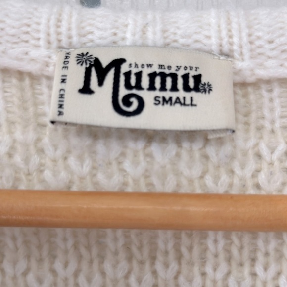 Show Me Your MuMu Womens Canyon Fringe Sweater Size Small Cream - Picture 4 of 5